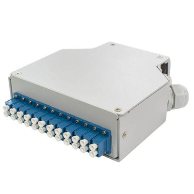 24 Kern-Faser-Optik- Lärm-Schienen-Anschlusskasten mit 12 PC Lc/Apc Duplex-Aadapter