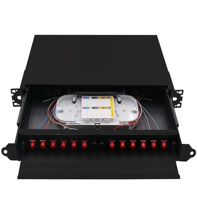 Schwarze Schalttafel ODF 24Core des Gestell-Berg-Faser-Beendigungs-Kasten-FC