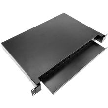 48-adriges, schwarzes Glasfaser-Patchpanel, 430 x 200 x 46 mm
