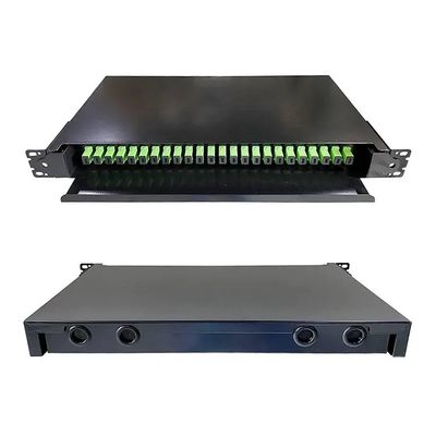 19 Zoll-Schwarz-Gestell-Berg-optische Fach-Faser-Optikschalttafel für das Netz-Verkabeln