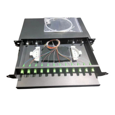 19 Zoll gleitendes Faserpatch-Panel 12 Port FC APC Simplex Adapter Netzwerklösung